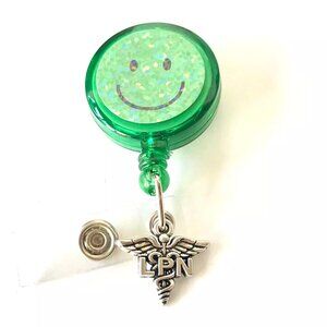 Nursing LPN Caduceus ID Badge Holder Lanyard Retractable Reel Gift Smiley Face